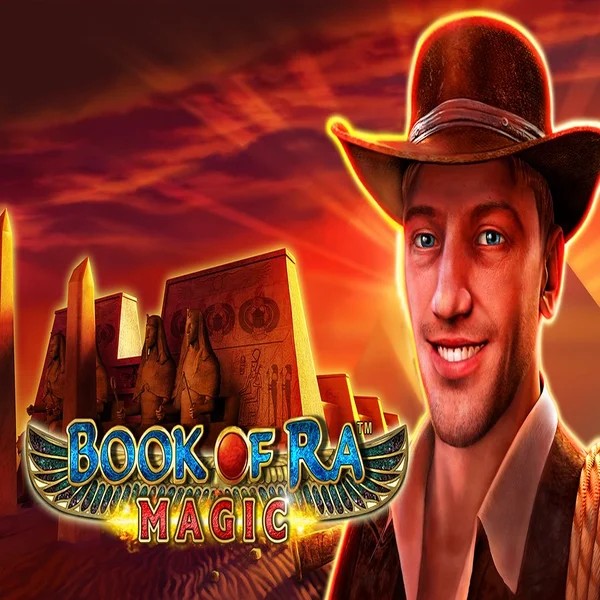 Book of Ra Magic online game logo by Greentube on winrollacasino.eu.com